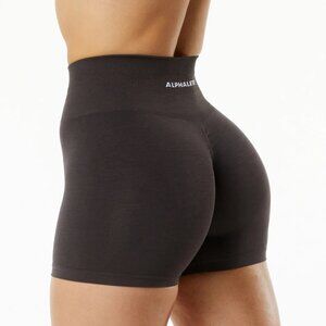 Alphalete Amplify Women's Seamless Scrunch Gym Short 4.5" in Chocolate